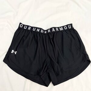 Under Armour Women's Black Athletic Shorts with Logo Waistband
